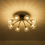 Mid Century 6 - Light Clear Stripe Glass Sputnik Flush Mount - LightfixturesUAE