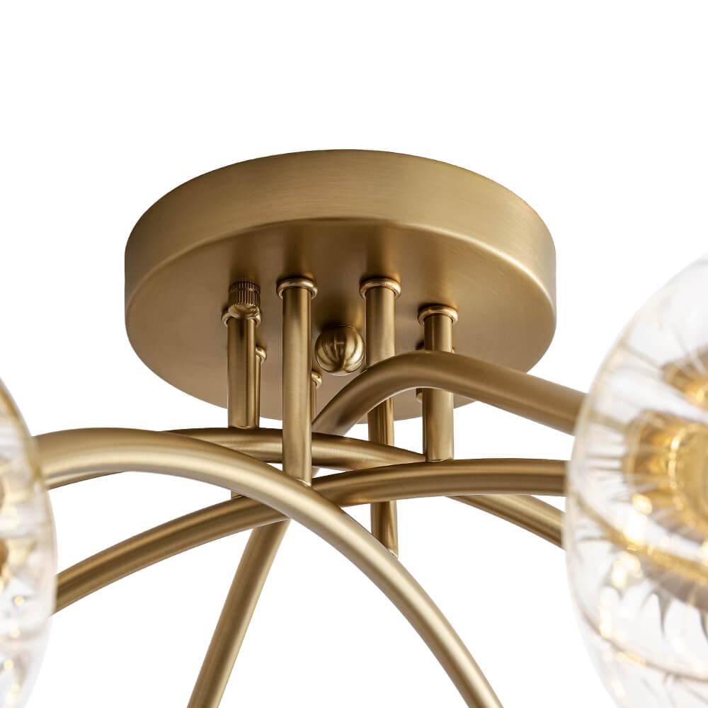 Mid Century 6 - Light Clear Stripe Glass Sputnik Flush Mount - LightfixturesUAE