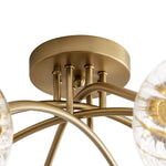 Mid Century 6 - Light Clear Stripe Glass Sputnik Flush Mount - LightfixturesUAE
