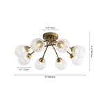 Mid Century 6 - Light Clear Stripe Glass Sputnik Flush Mount - LightfixturesUAE