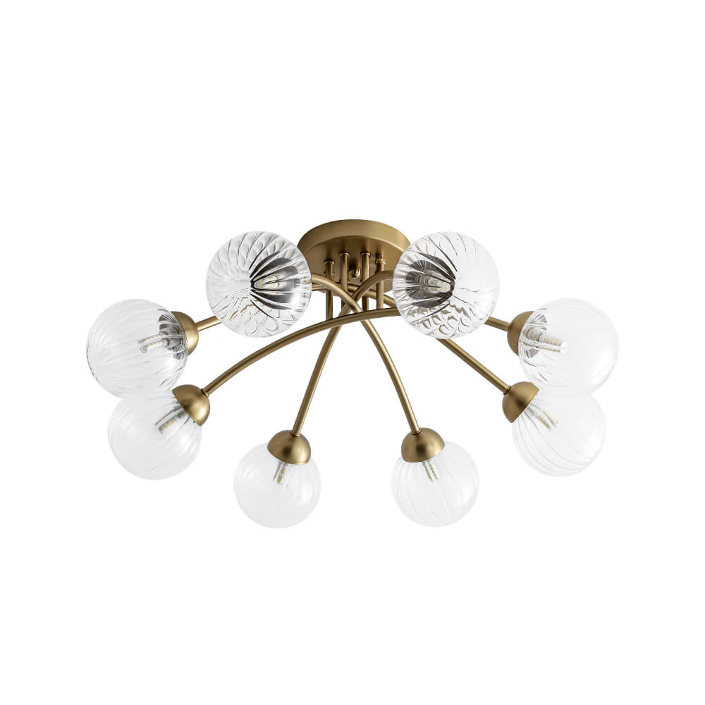 Mid Century 6 - Light Clear Stripe Glass Sputnik Flush Mount - LightfixturesUAE