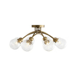 Mid Century 6 - Light Clear Stripe Glass Sputnik Flush Mount - LightfixturesUAE