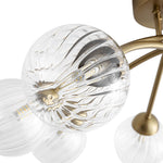 Mid Century 6 - Light Clear Stripe Glass Sputnik Flush Mount - LightfixturesUAE
