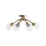 Mid Century 6 - Light Clear Stripe Glass Sputnik Flush Mount - LightfixturesUAE