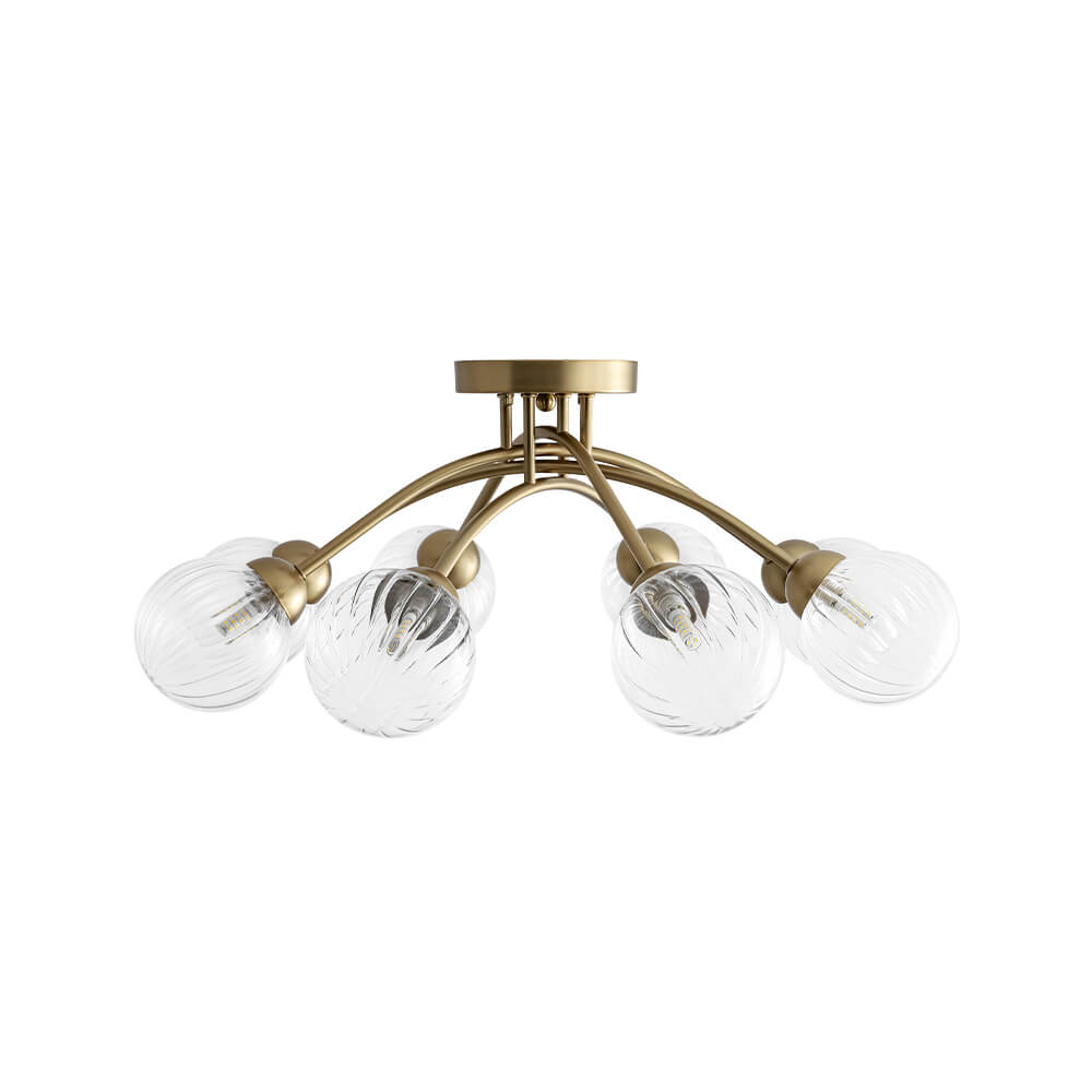 Mid Century 6 - Light Clear Stripe Glass Sputnik Flush Mount - LightfixturesUAE