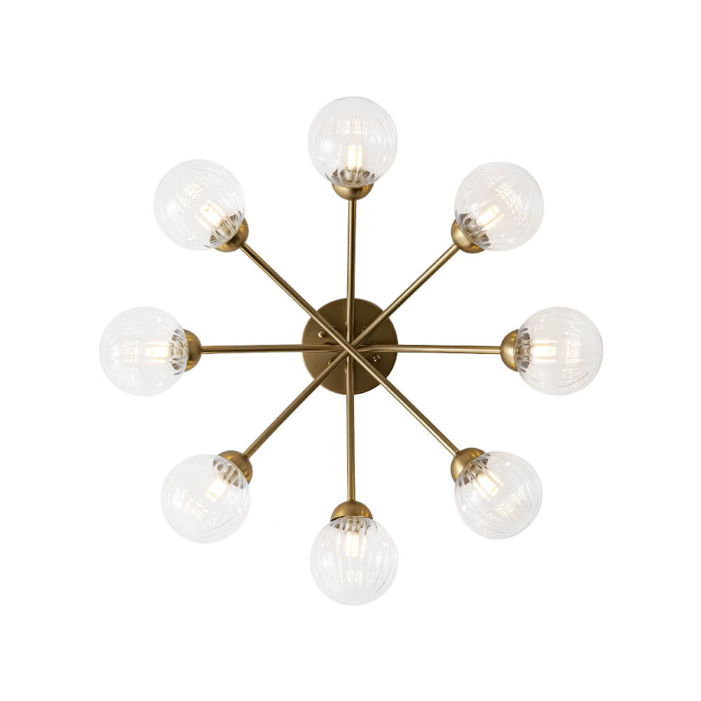 Mid Century 6 - Light Clear Stripe Glass Sputnik Flush Mount - LightfixturesUAE