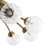 Mid Century 6 - Light Clear Stripe Glass Sputnik Flush Mount - LightfixturesUAE
