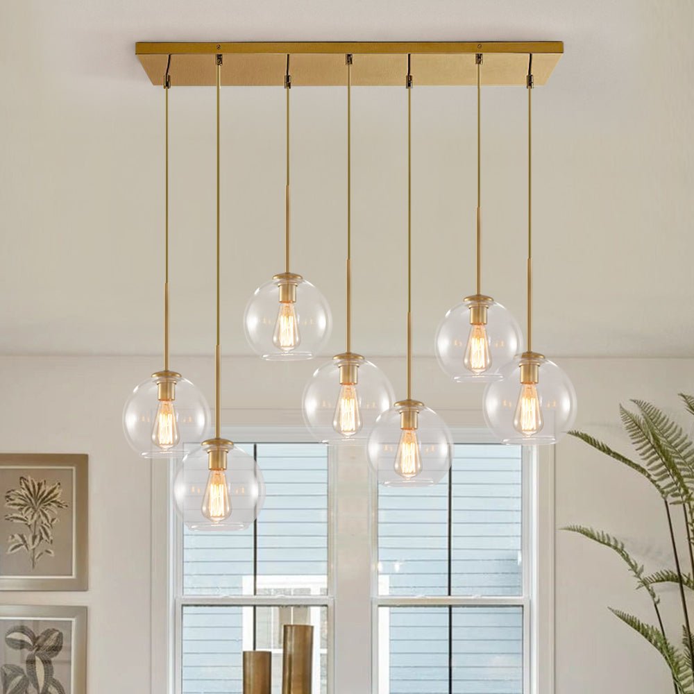 Mid - Century 7 - Lights Linear Cluster Globe Pendant Light - LightfixturesUAE
