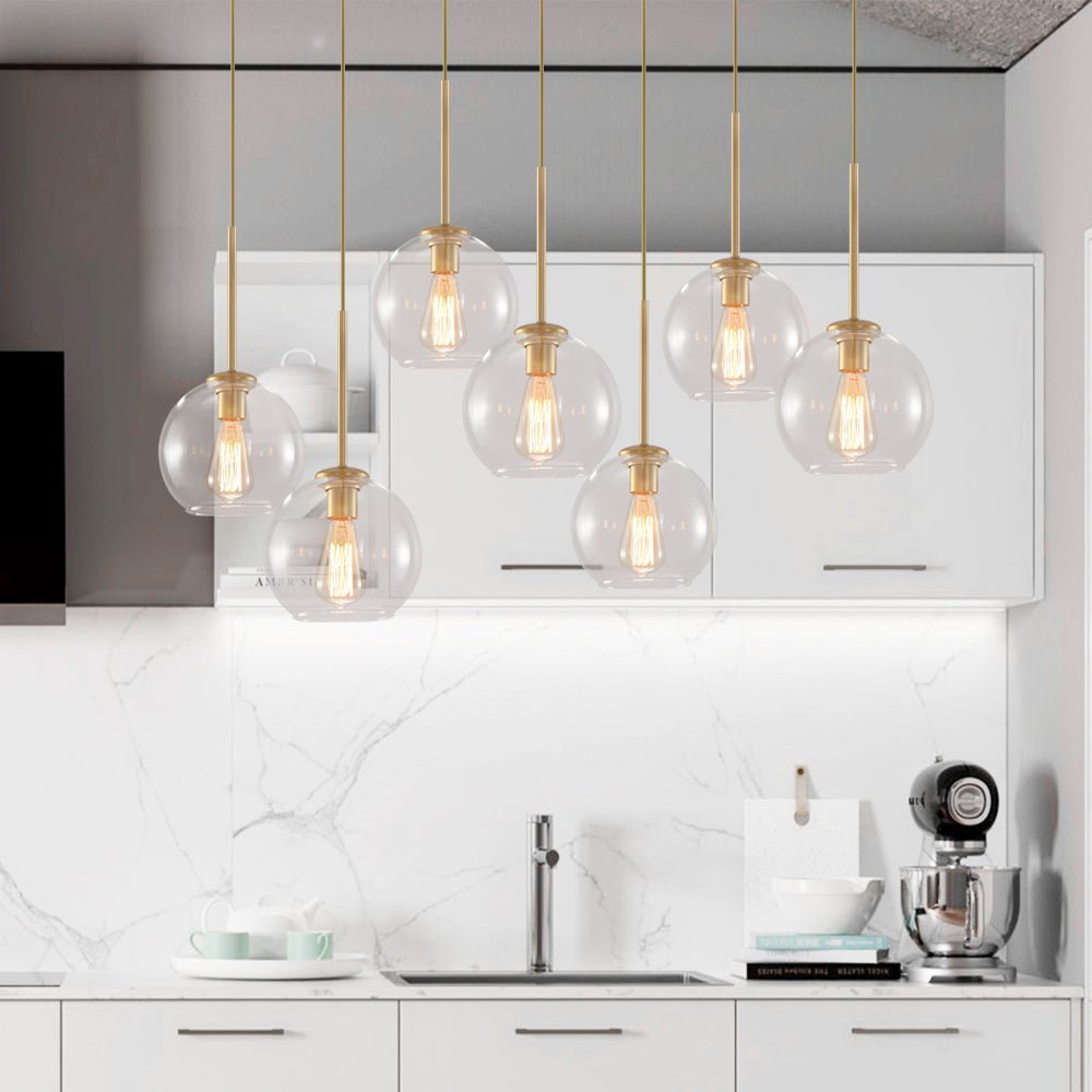Mid - Century 7 - Lights Linear Cluster Globe Pendant Light - LightfixturesUAE