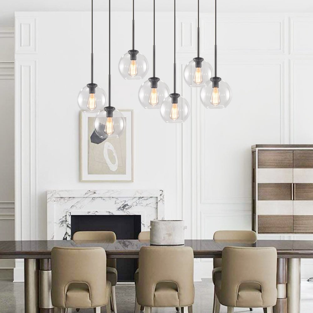 Mid - Century 7 - Lights Linear Cluster Globe Pendant Light - LightfixturesUAE