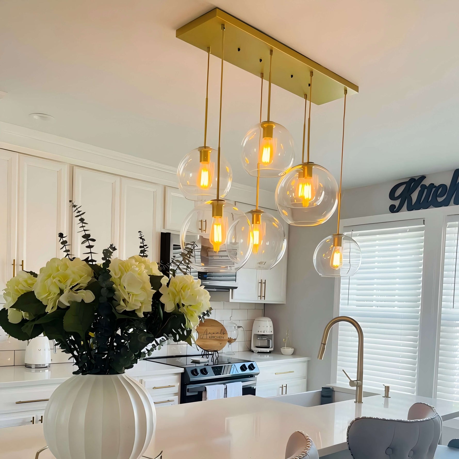 Mid - Century 7 - Lights Linear Cluster Globe Pendant Light - LightfixturesUAE