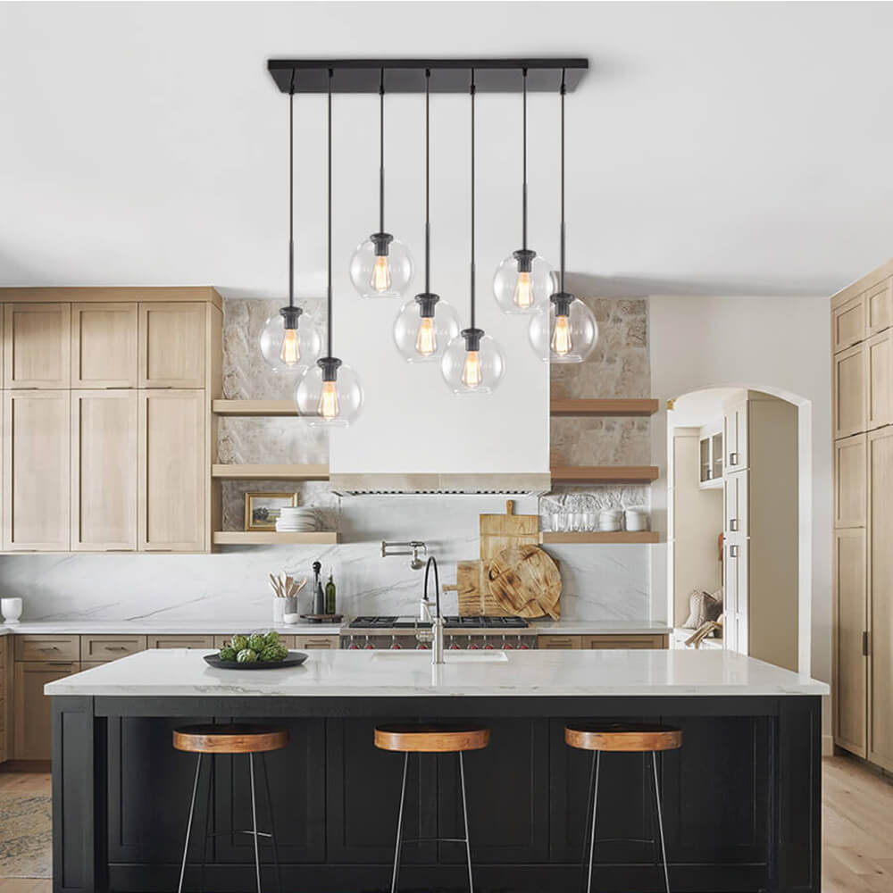 Mid - Century 7 - Lights Linear Cluster Globe Pendant Light - LightfixturesUAE