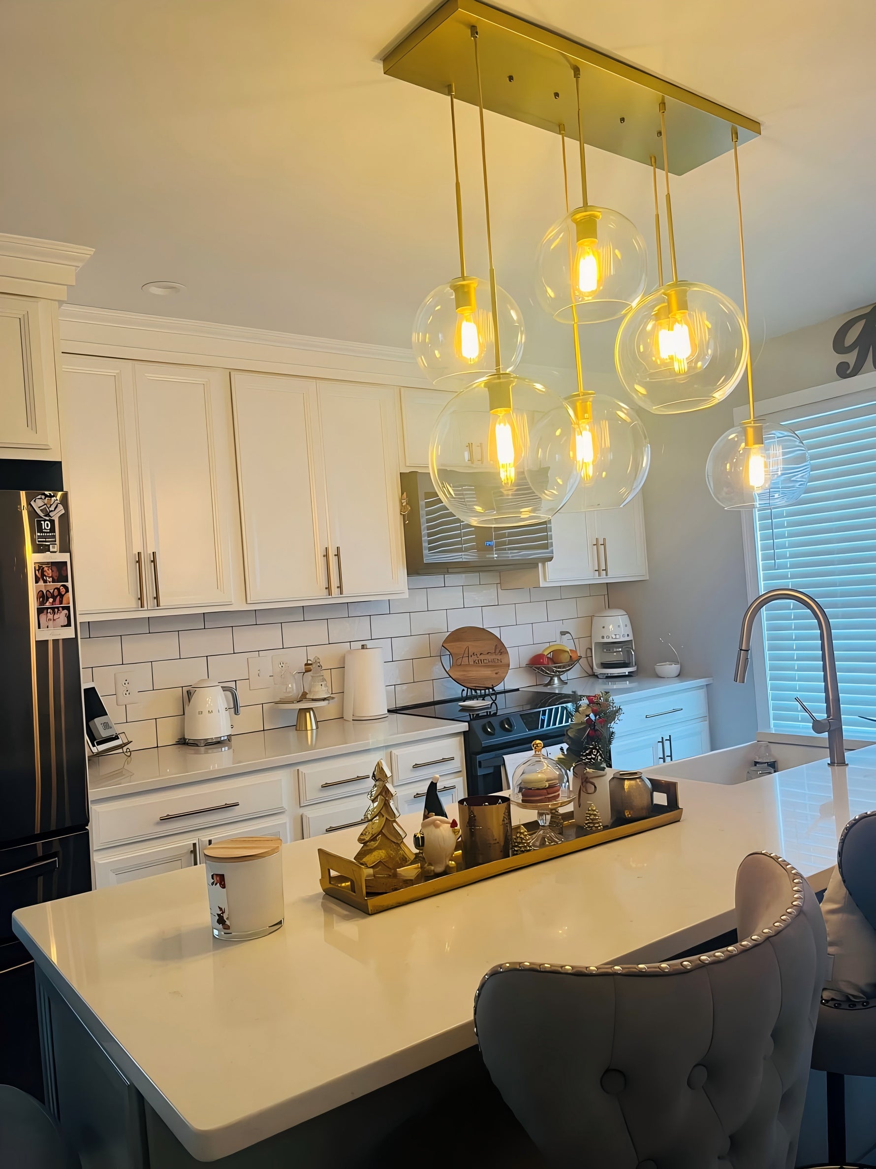 Mid - Century 7 - Lights Linear Cluster Globe Pendant Light - LightfixturesUAE