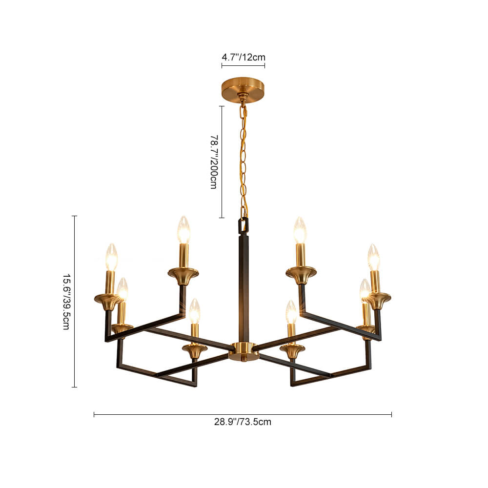 Mid - Century 8 - Light Geometric Candle Chandelier - LightfixturesUAE