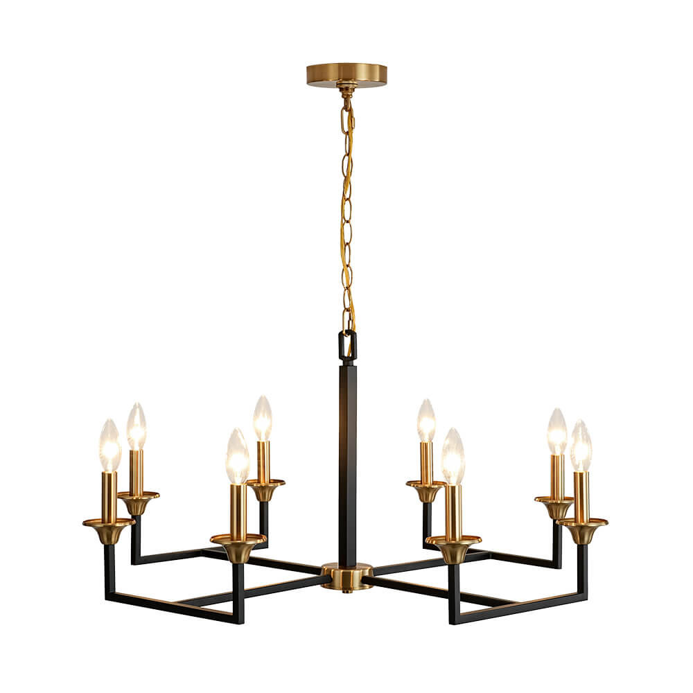 Mid - Century 8 - Light Geometric Candle Chandelier - LightfixturesUAE