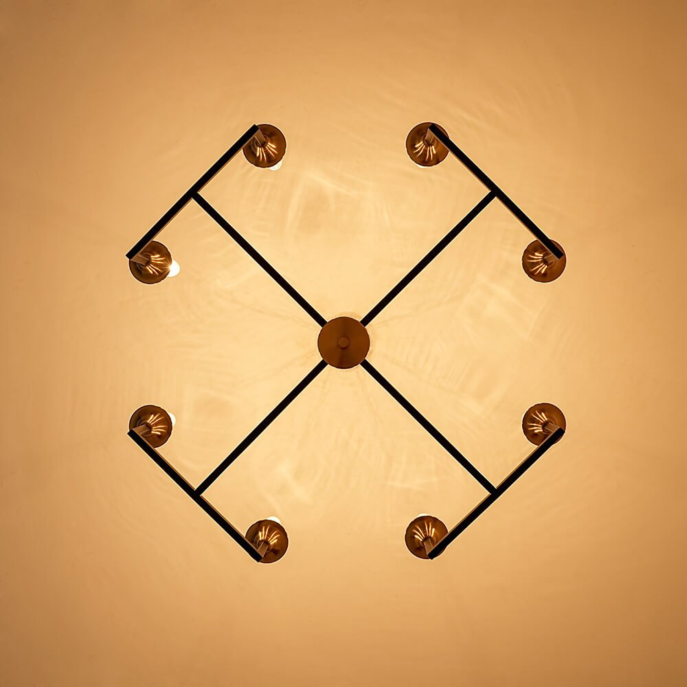 Mid - Century 8 - Light Geometric Candle Chandelier - LightfixturesUAE