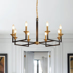 Mid - Century 8 - Light Geometric Candle Chandelier - LightfixturesUAE