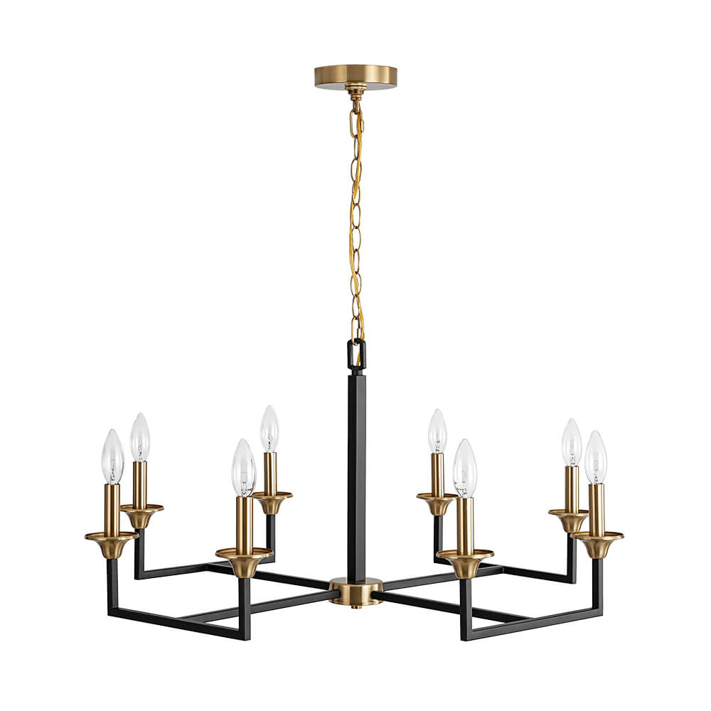 Mid - Century 8 - Light Geometric Candle Chandelier - LightfixturesUAE
