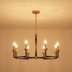 Mid - Century 8 - Light Geometric Candle Chandelier - LightfixturesUAE