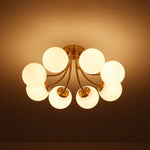 Mid - century 8 - Light Glass Globe Sputnik Semi - Flush Mount - LightfixturesUAE