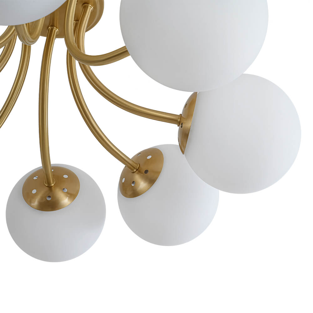 Mid - century 8 - Light Glass Globe Sputnik Semi - Flush Mount - LightfixturesUAE