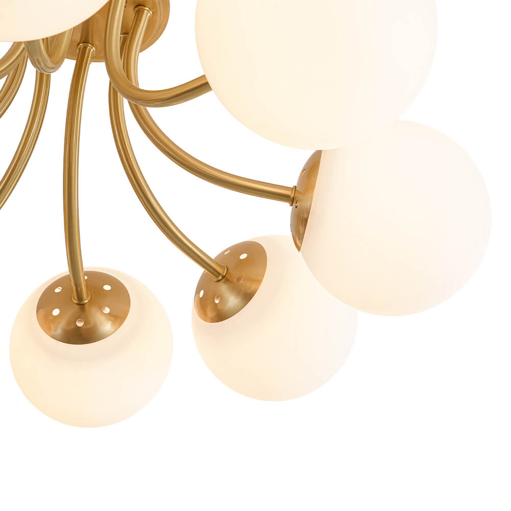 Mid - century 8 - Light Glass Globe Sputnik Semi - Flush Mount - LightfixturesUAE