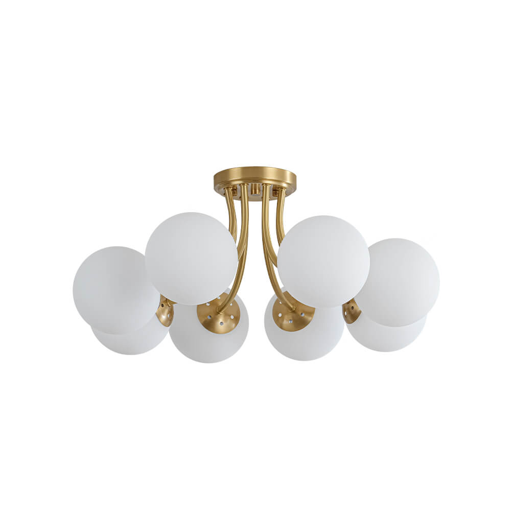 Mid - century 8 - Light Glass Globe Sputnik Semi - Flush Mount - LightfixturesUAE