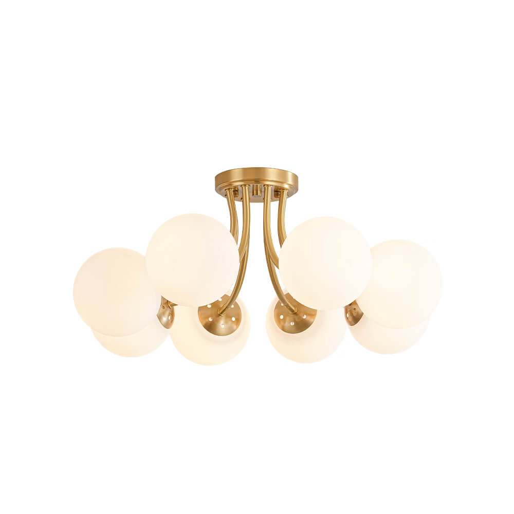 Mid - century 8 - Light Glass Globe Sputnik Semi - Flush Mount - LightfixturesUAE