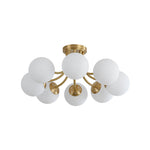 Mid - century 8 - Light Glass Globe Sputnik Semi - Flush Mount - LightfixturesUAE