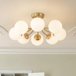 Mid - century 8 - Light Glass Globe Sputnik Semi - Flush Mount - LightfixturesUAE