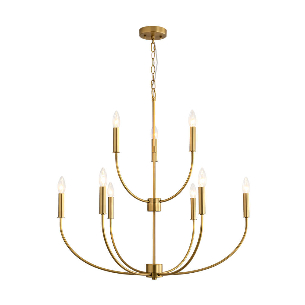 Mid - Century 9 - Light Candle Branch Chandelier - LightfixturesUAE