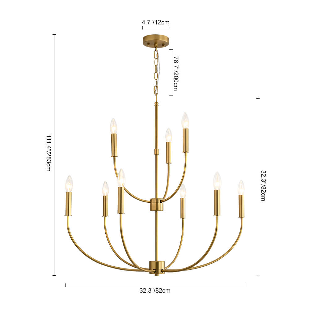 Mid - Century 9 - Light Candle Branch Chandelier - LightfixturesUAE