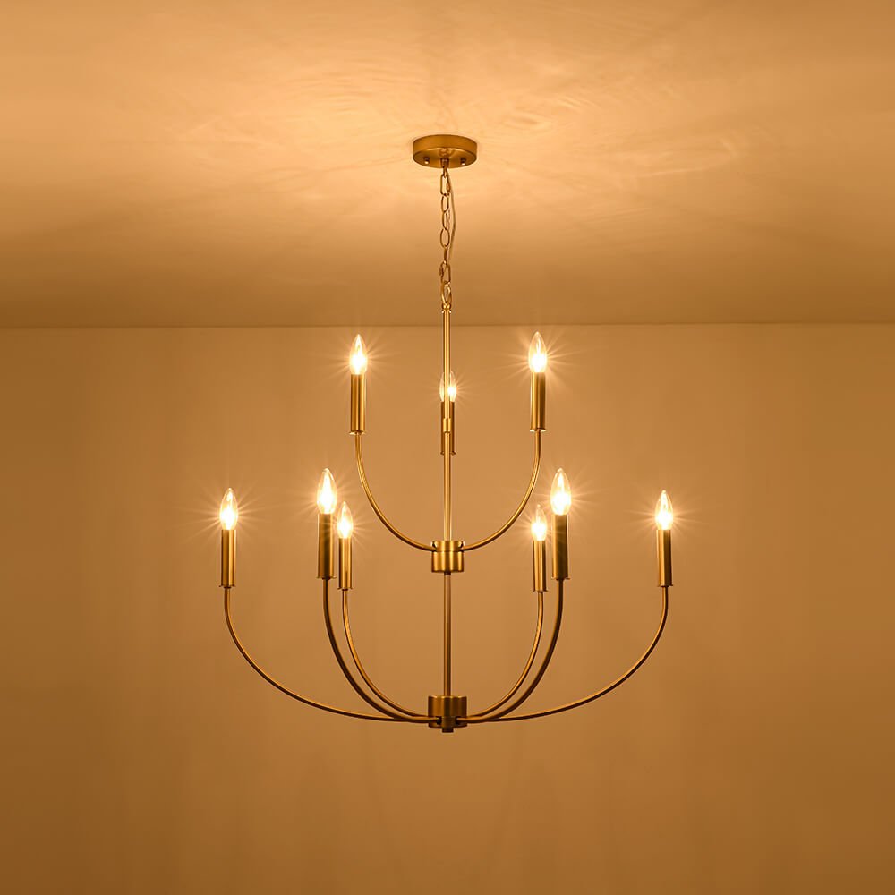 Mid - Century 9 - Light Candle Branch Chandelier - LightfixturesUAE
