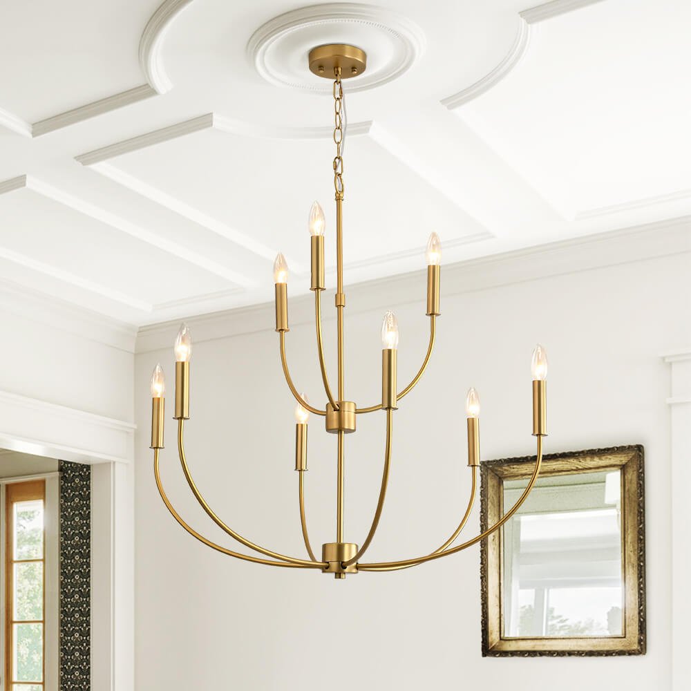 Mid - Century 9 - Light Candle Branch Chandelier - LightfixturesUAE