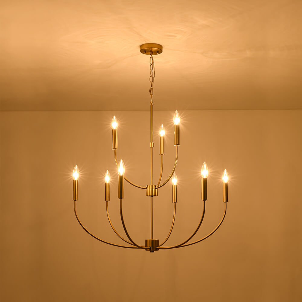 Mid - Century 9 - Light Candle Branch Chandelier - LightfixturesUAE