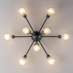 Mid - Century 9 - Light Glass Globe Sputnik Semi Flush Mount Ceiling Light - LightfixturesUAE
