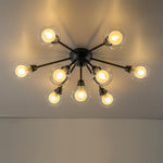 Mid - Century 9 - Light Glass Globe Sputnik Semi Flush Mount Ceiling Light - LightfixturesUAE