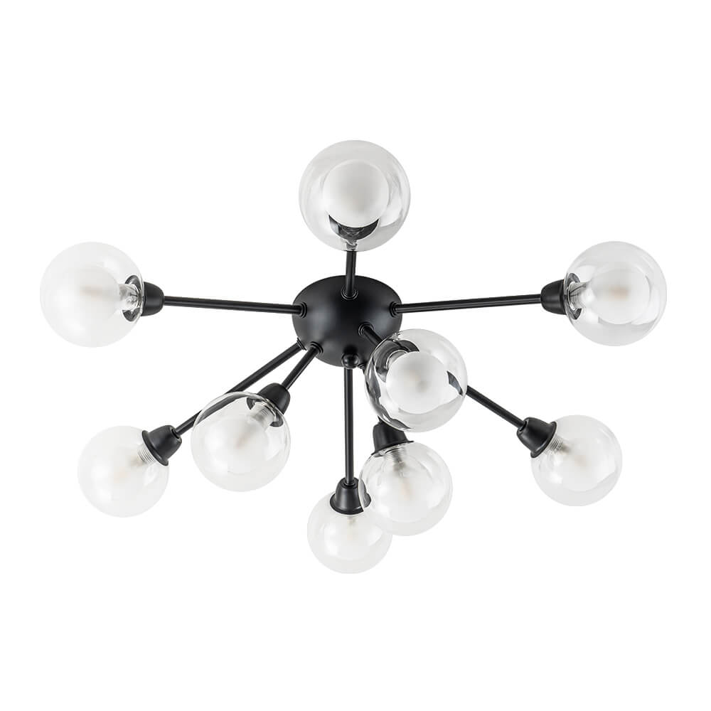 Mid - Century 9 - Light Glass Globe Sputnik Semi Flush Mount Ceiling Light - LightfixturesUAE