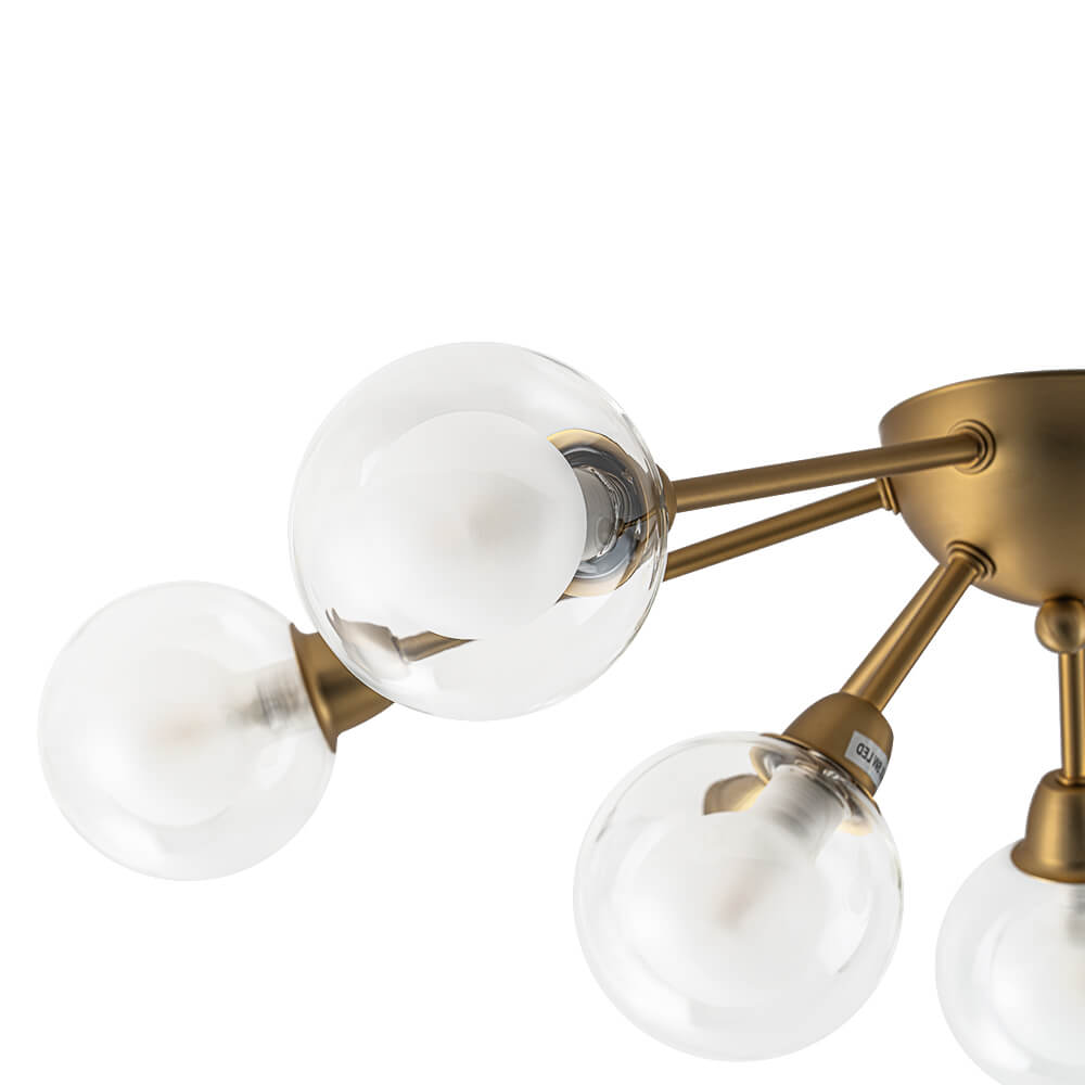 Mid - Century 9 - Light Glass Globe Sputnik Semi Flush Mount Ceiling Light - LightfixturesUAE