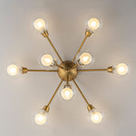 Mid - Century 9 - Light Glass Globe Sputnik Semi Flush Mount Ceiling Light - LightfixturesUAE