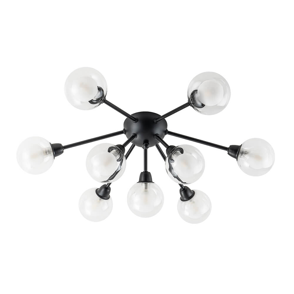 Mid - Century 9 - Light Glass Globe Sputnik Semi Flush Mount Ceiling Light - LightfixturesUAE