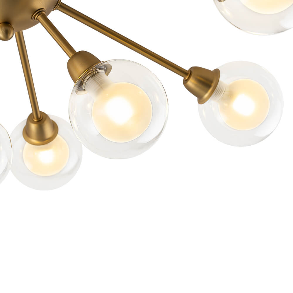 Mid - Century 9 - Light Glass Globe Sputnik Semi Flush Mount Ceiling Light - LightfixturesUAE