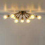 Mid - Century 9 - Light Glass Globe Sputnik Semi Flush Mount Ceiling Light - LightfixturesUAE