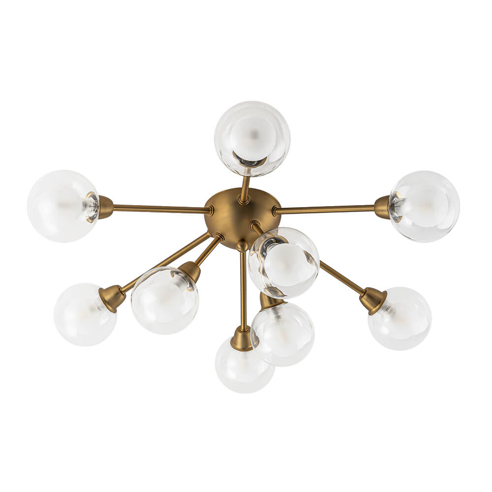 Mid - Century 9 - Light Glass Globe Sputnik Semi Flush Mount Ceiling Light - LightfixturesUAE