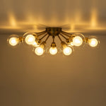 Mid - Century 9 - Light Glass Globe Sputnik Semi Flush Mount Ceiling Light - LightfixturesUAE