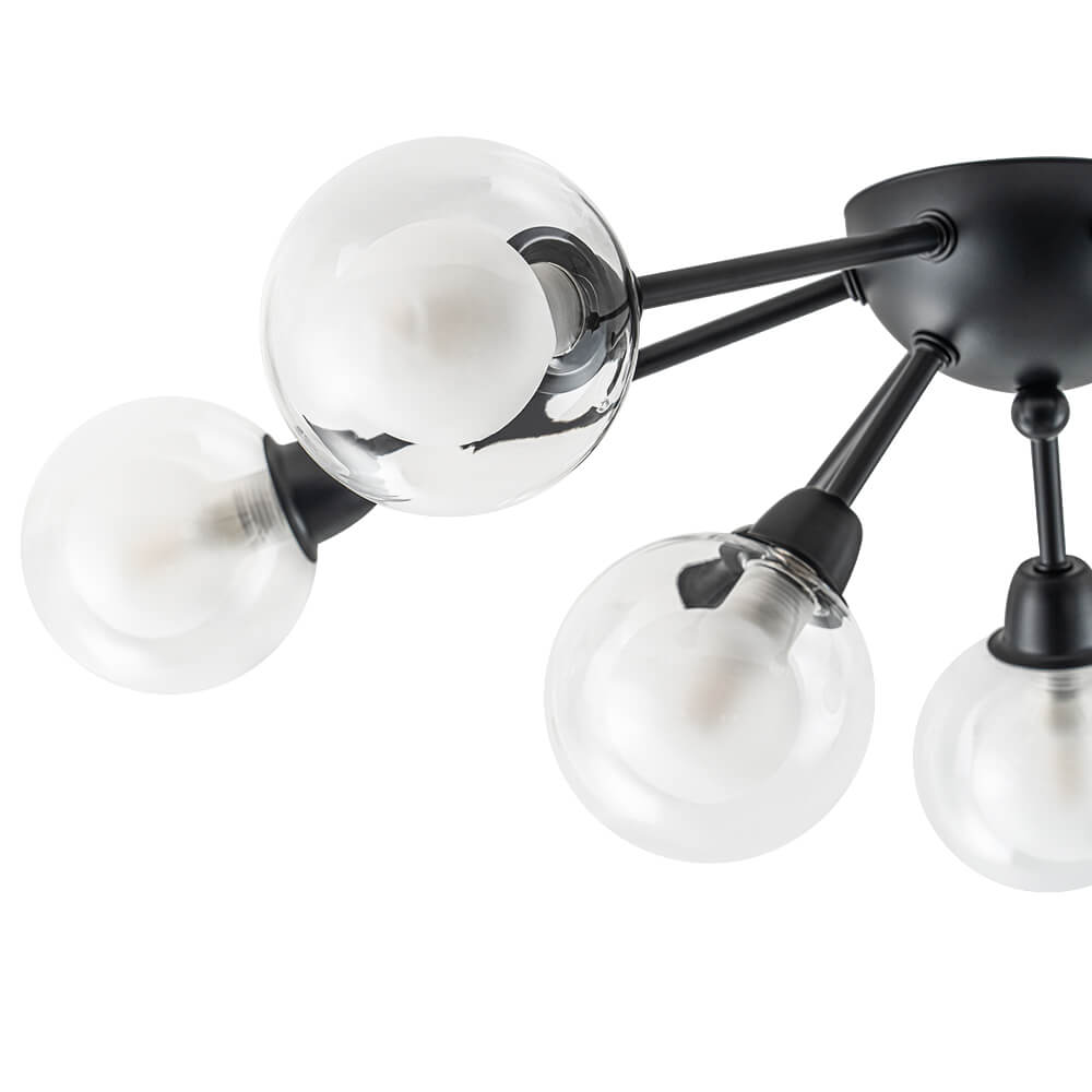 Mid - Century 9 - Light Glass Globe Sputnik Semi Flush Mount Ceiling Light - LightfixturesUAE