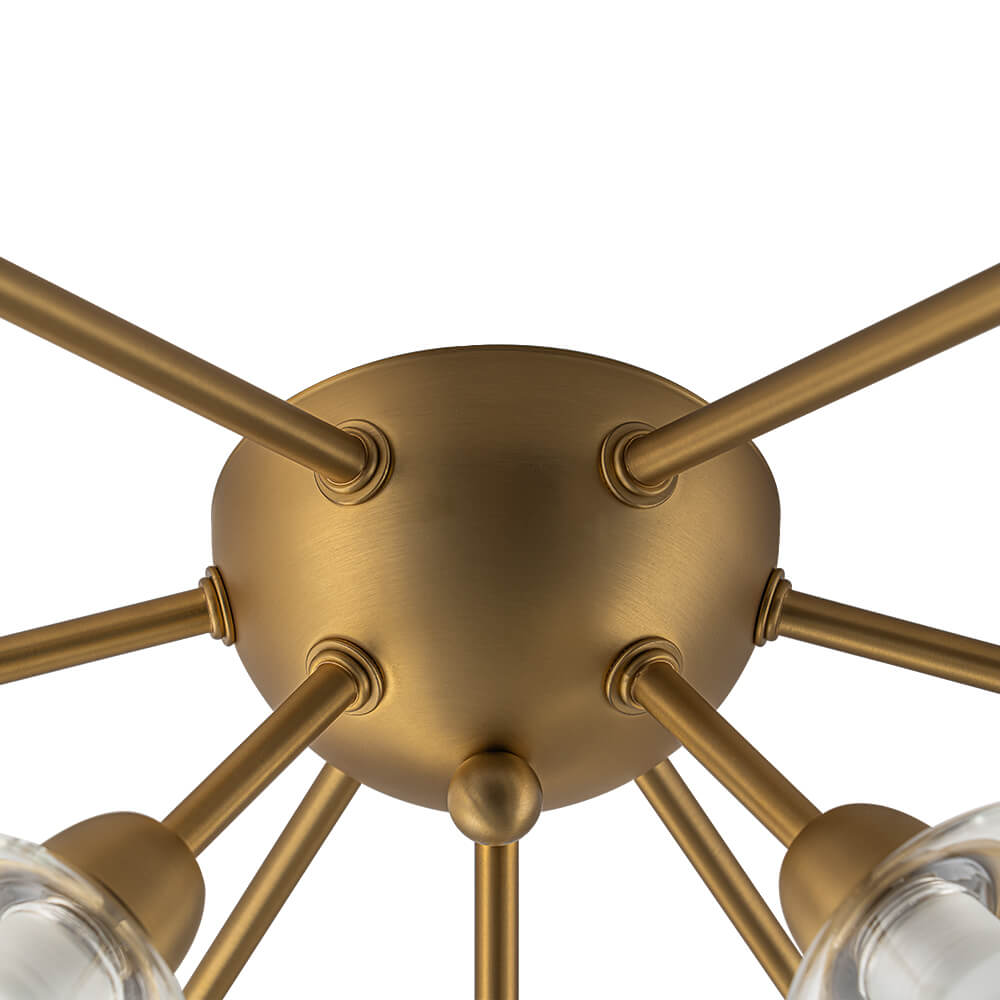 Mid - Century 9 - Light Glass Globe Sputnik Semi Flush Mount Ceiling Light - LightfixturesUAE