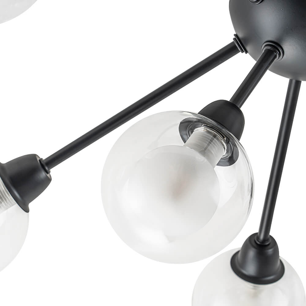 Mid - Century 9 - Light Glass Globe Sputnik Semi Flush Mount Ceiling Light - LightfixturesUAE