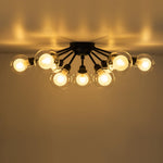Mid - Century 9 - Light Glass Globe Sputnik Semi Flush Mount Ceiling Light - LightfixturesUAE