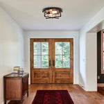 Mid - century Drum Flush Mount Seeded Glass Ceiling Light - LightfixturesUAE